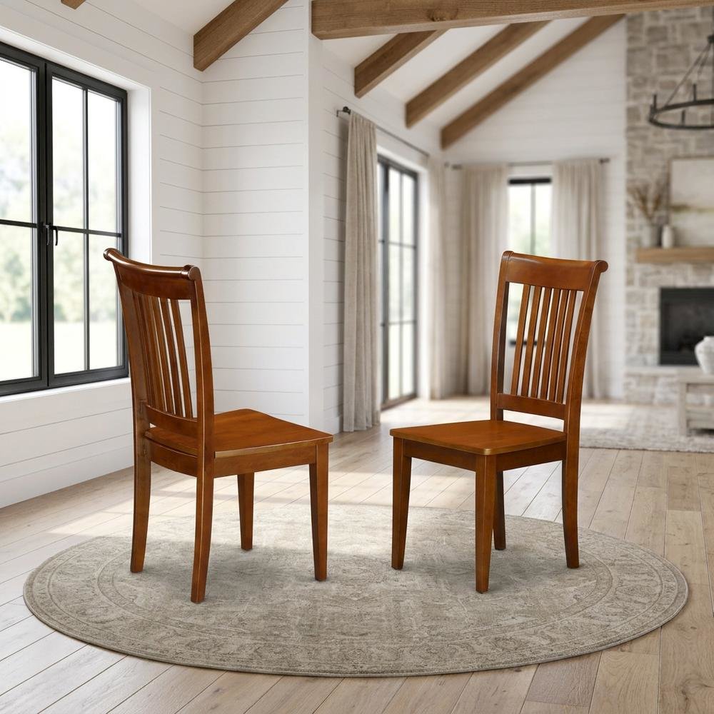 Solid Wood Slat-Back Dining Chairs with Wood Seat for Dining Room, Set of 2. Picture 3