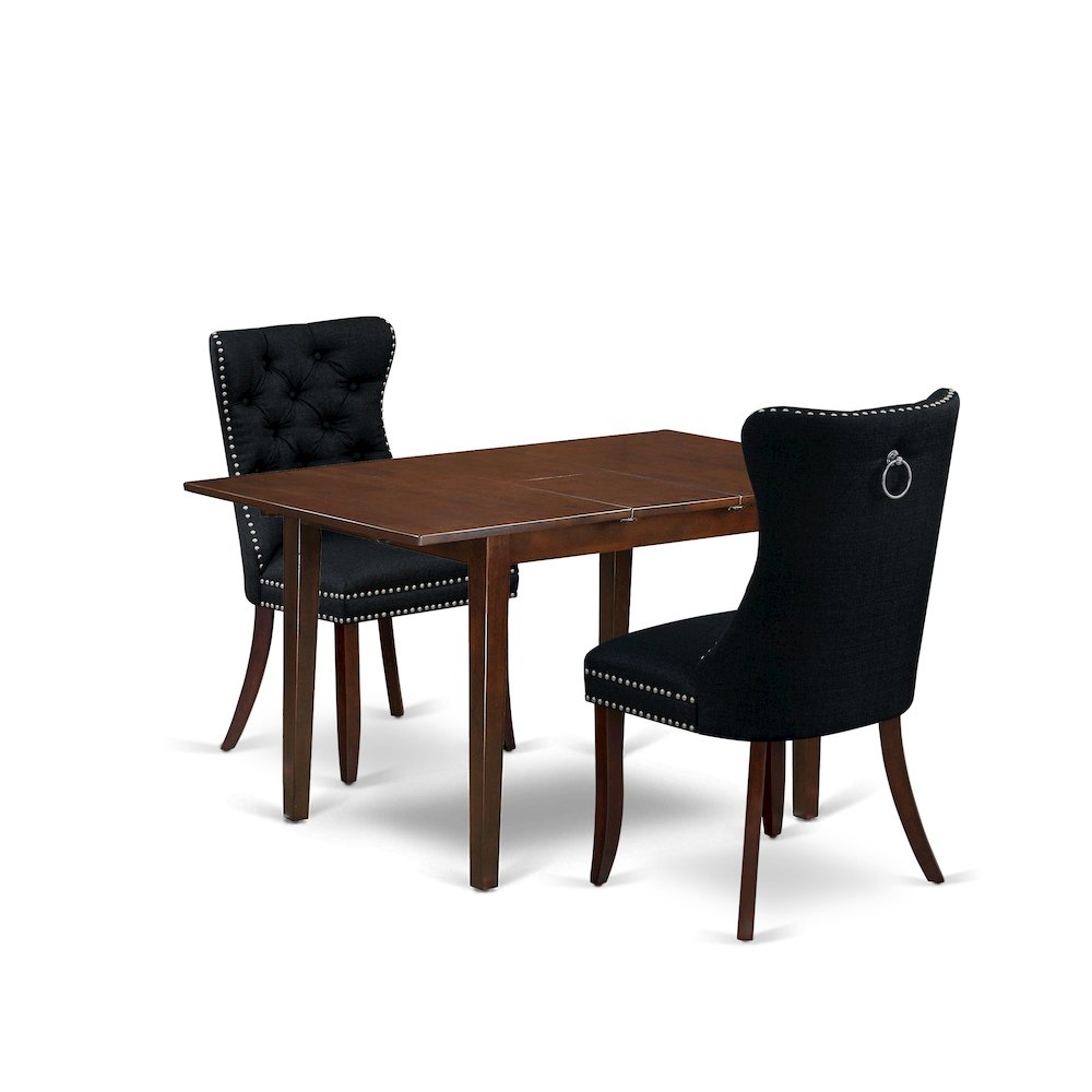 3 Piece Kitchen Set Consists of a Rectangle Dining Table with Butterfly Leaf. Picture 1