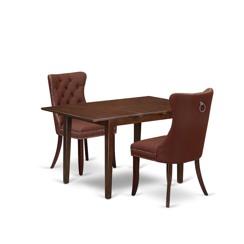 3 Piece Dinette Set Contains a Rectangle Kitchen Table with Butterfly Leaf. Picture 1