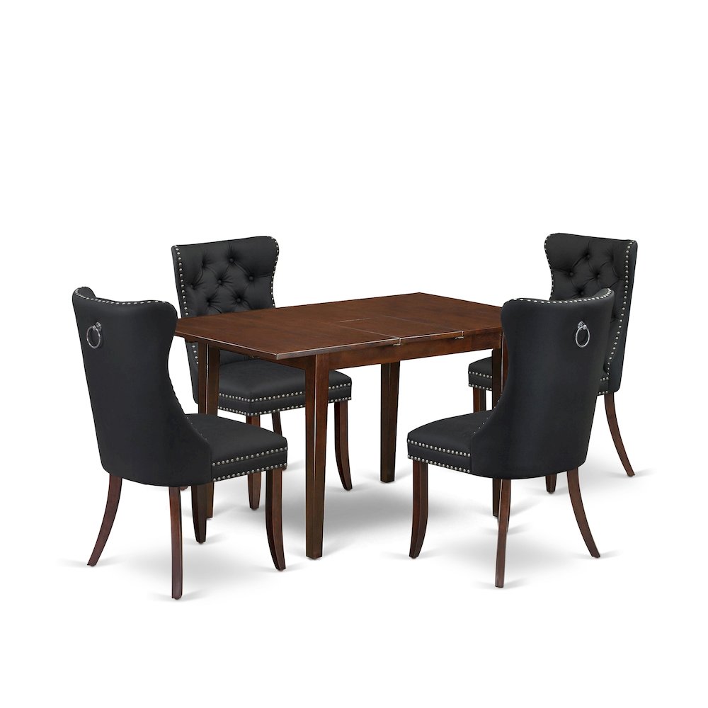 5 Piece Kitchen Table Set Contains a Rectangle Dining Table with Butterfly Leaf. Picture 1