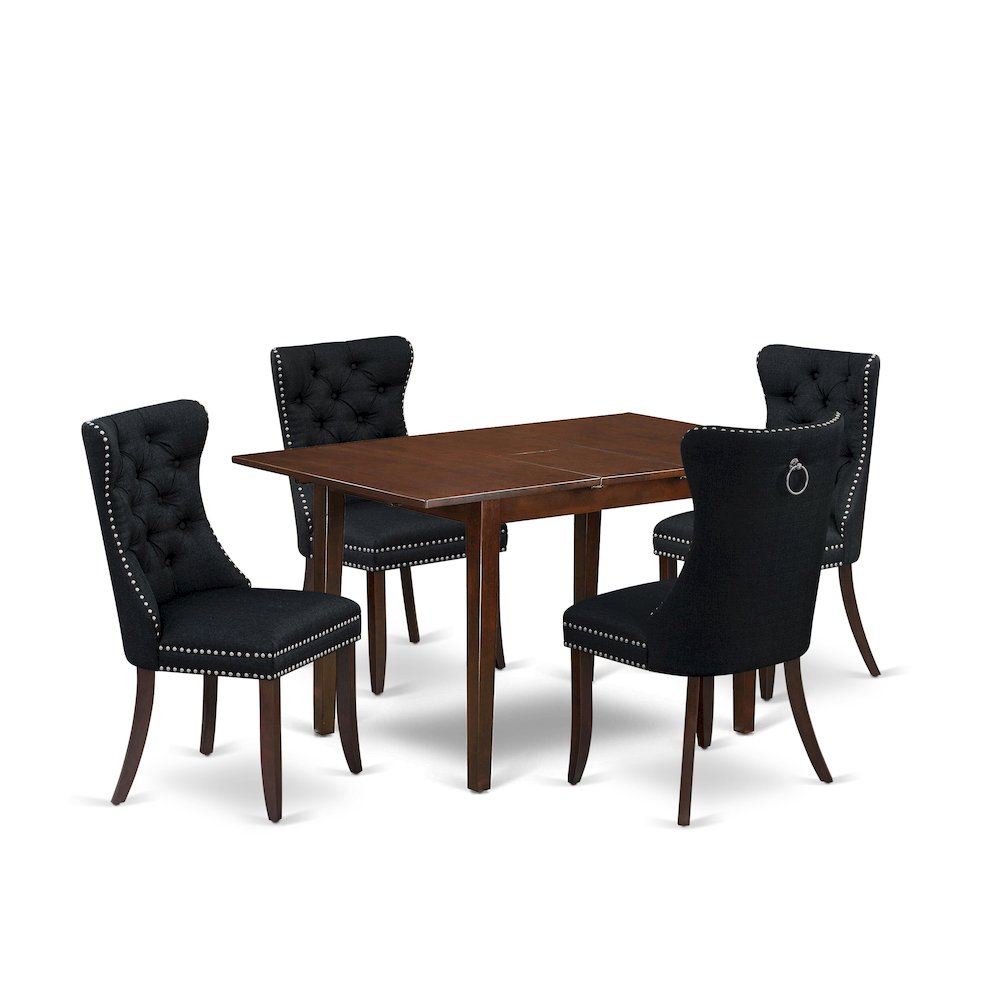 5 Piece Kitchen Set Consists of a Rectangle Dining Table with Butterfly Leaf. Picture 1