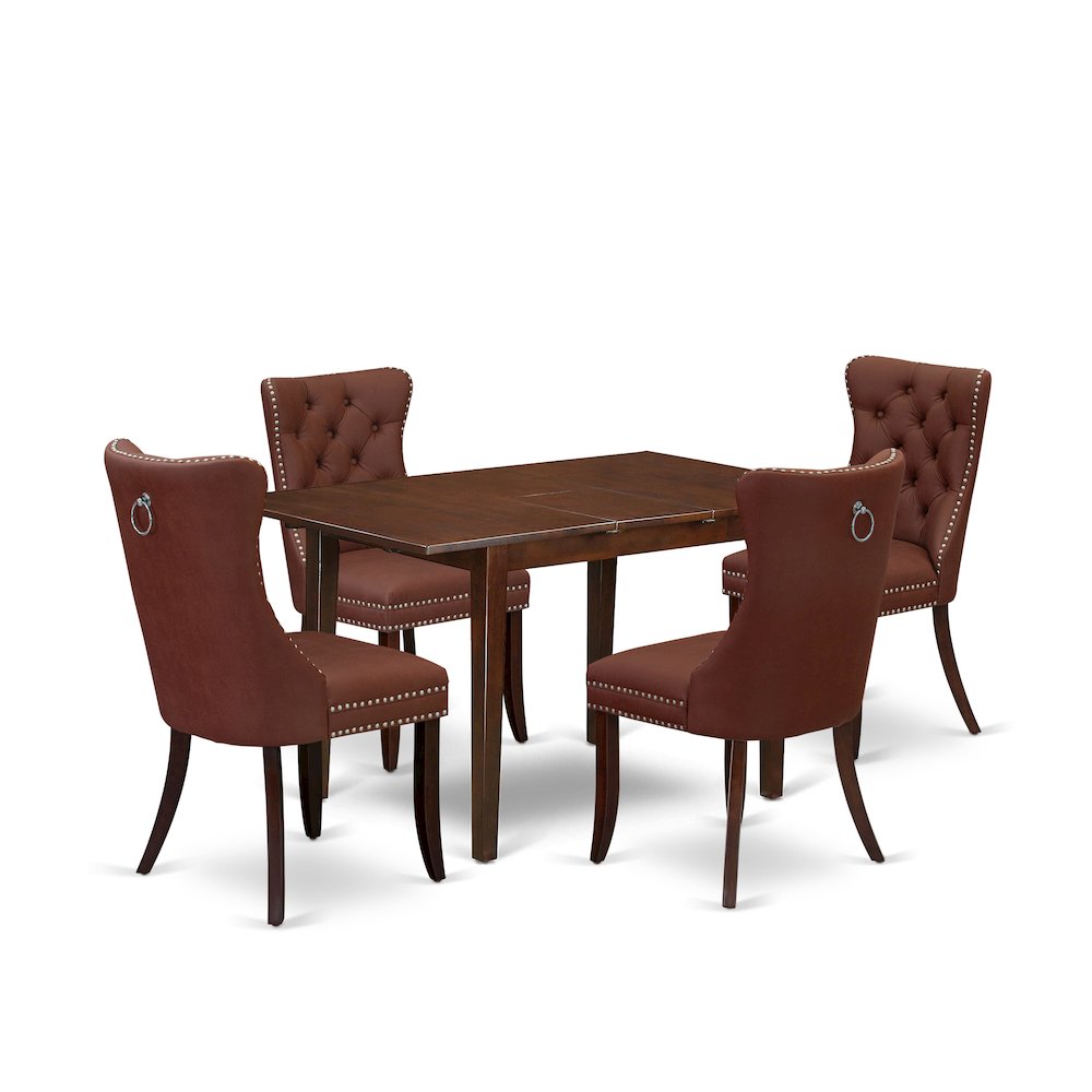 5 Piece Dining Set Consists of a Rectangle Wooden Table with Butterfly Leaf. Picture 1