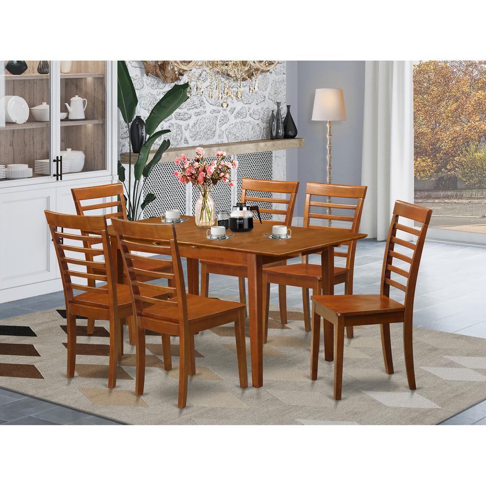 7  PC  Kitchen  Tables  and  chair  set  Table  with  a  12in  Leaf  and  6  Kitchen  Chairs. Picture 4