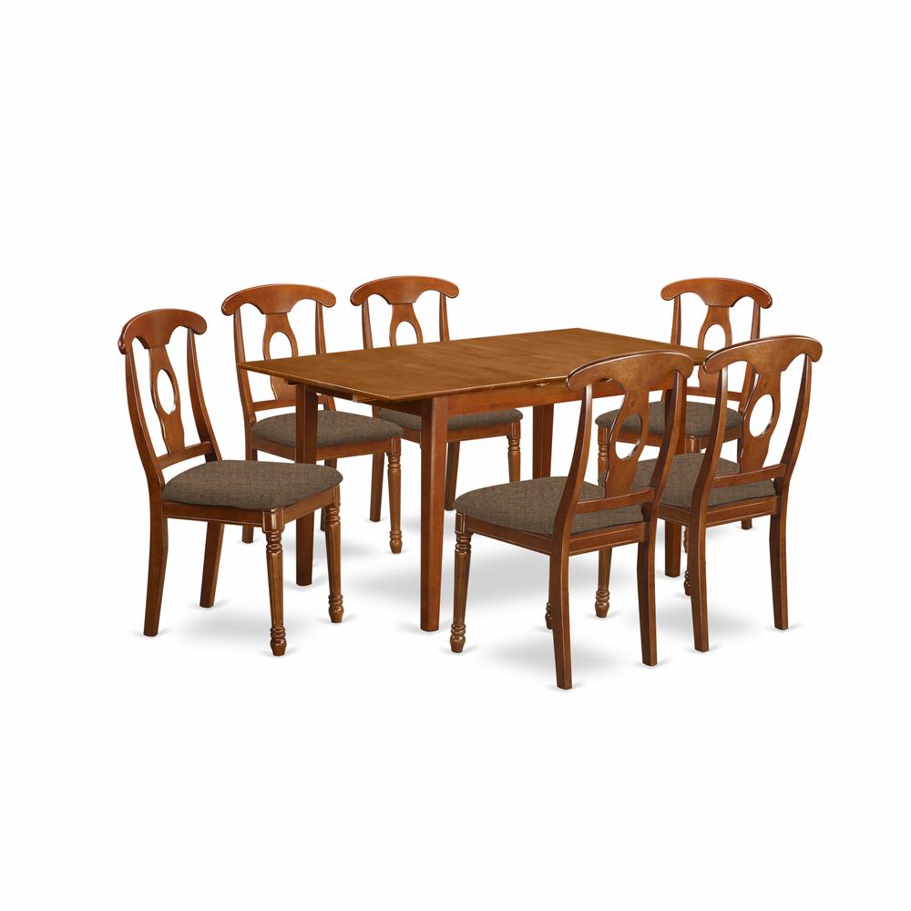 PSNA7-SBR-C 7 Pc dinette set - Table with Leaf and 6 Kitchen Chairs. Picture 1