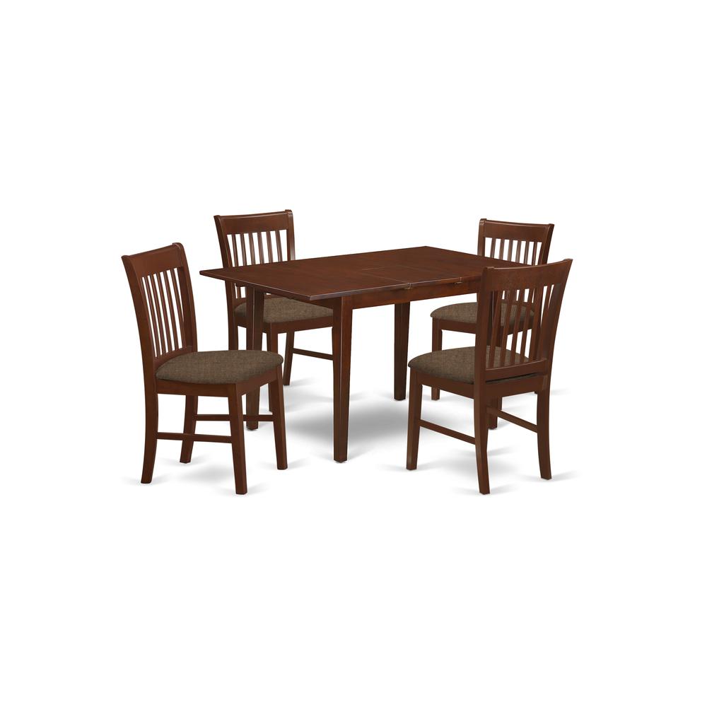 PSNO5-MAH-C 5 PC dinette set for small spaces - small Table with 4 Dining Table Chairs. Picture 1