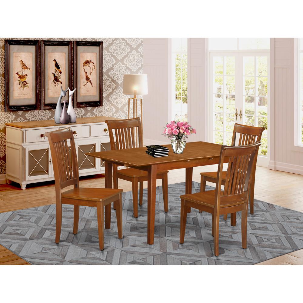5  PC  Kitchen  Table  set  Table  with  Leaf  and  4  Kitchen  Chairs. Picture 4