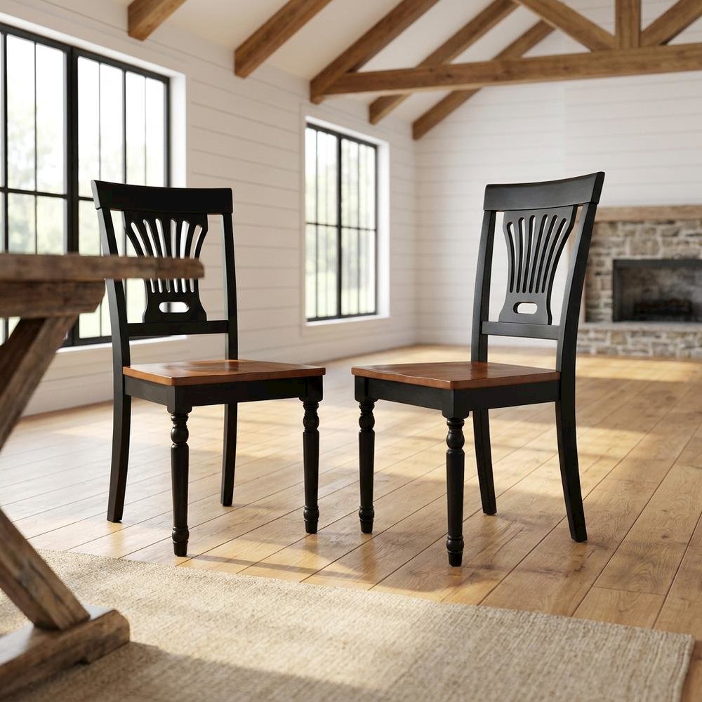 Plainville Solid Wood Kitchen Dining Chair with Traditional Style, Set of 2. Picture 3
