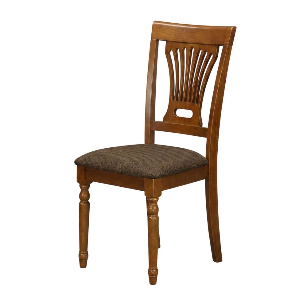 Solid Wood Dining Chair with Linen Fabric Cushion Seat, Set of 2, Saddle Brown. Picture 4