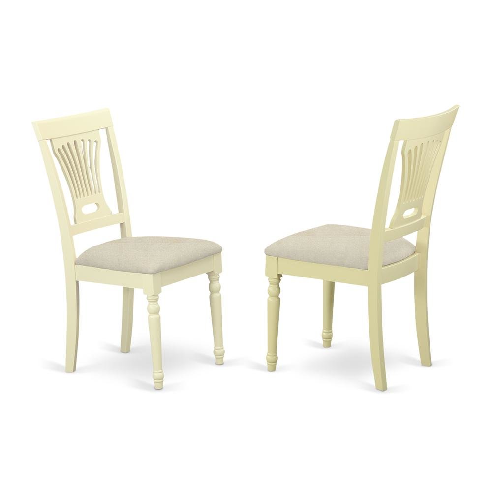 Solid Wood Upholstered Dining Chair with Linen Cushioned Seat, Traditional, Set of 2. Picture 1