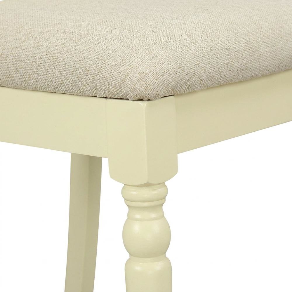 Solid Wood Upholstered Dining Chair with Linen Cushioned Seat, Traditional, Set of 2. Picture 8