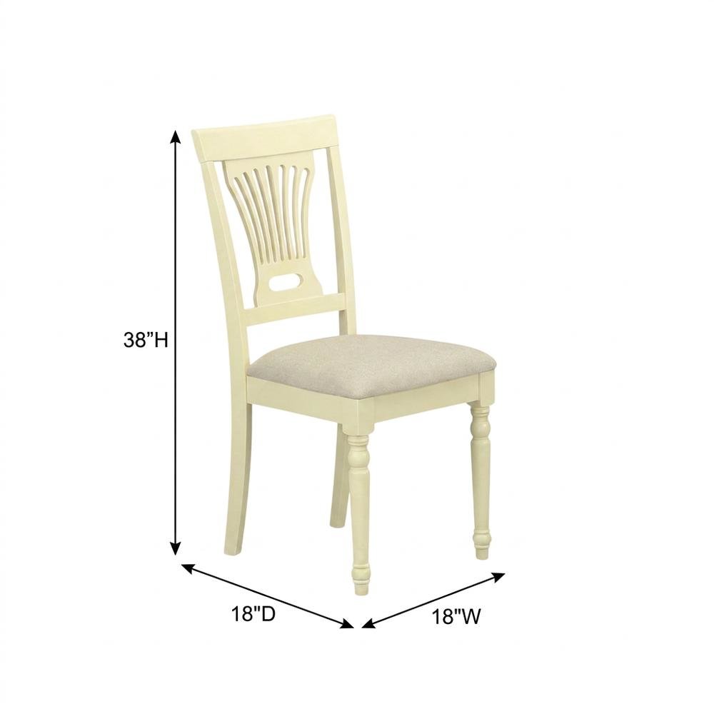 Solid Wood Upholstered Dining Chair with Linen Cushioned Seat, Traditional, Set of 2. Picture 6