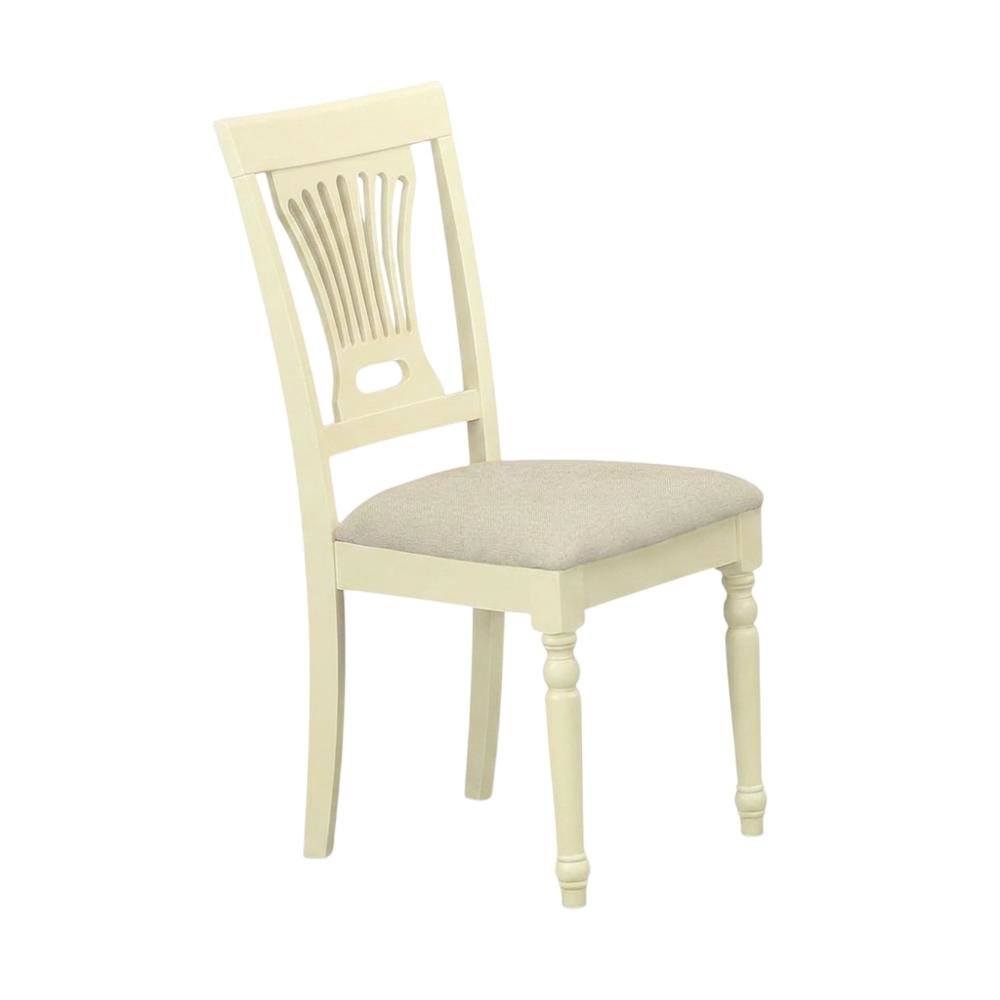 Solid Wood Upholstered Dining Chair with Linen Cushioned Seat, Traditional, Set of 2. Picture 5