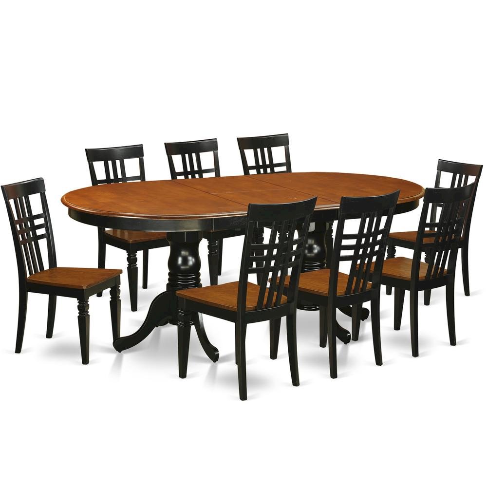 9  Pc  Table  and  chair  set  with  a  Table  and  8  Dining  Chairs  in  Black  and  Cherry. Picture 1