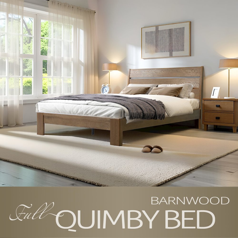 Full Wooden Platform Bed Frame, Barnwood Finish, Morden Style. Picture 6
