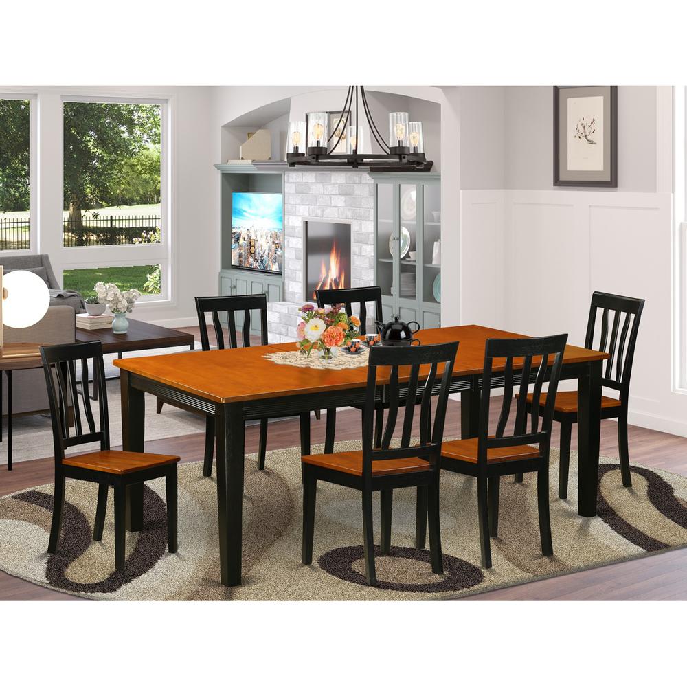 7  PC  Dining  set-Dining  Table  with  6  Wooden  Dining  Chairs. Picture 1
