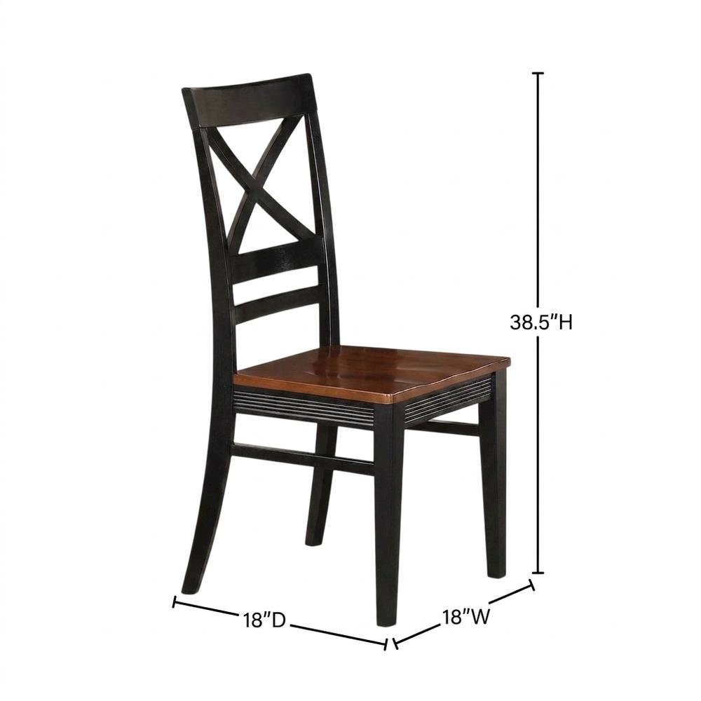Solid Wood X-Back Dining Chair, Black & Cherry, Set of 2. Picture 5