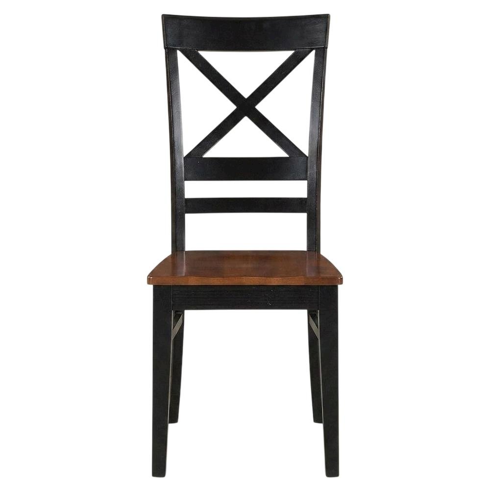 Solid Wood X-Back Dining Chair, Black & Cherry, Set of 2. Picture 1