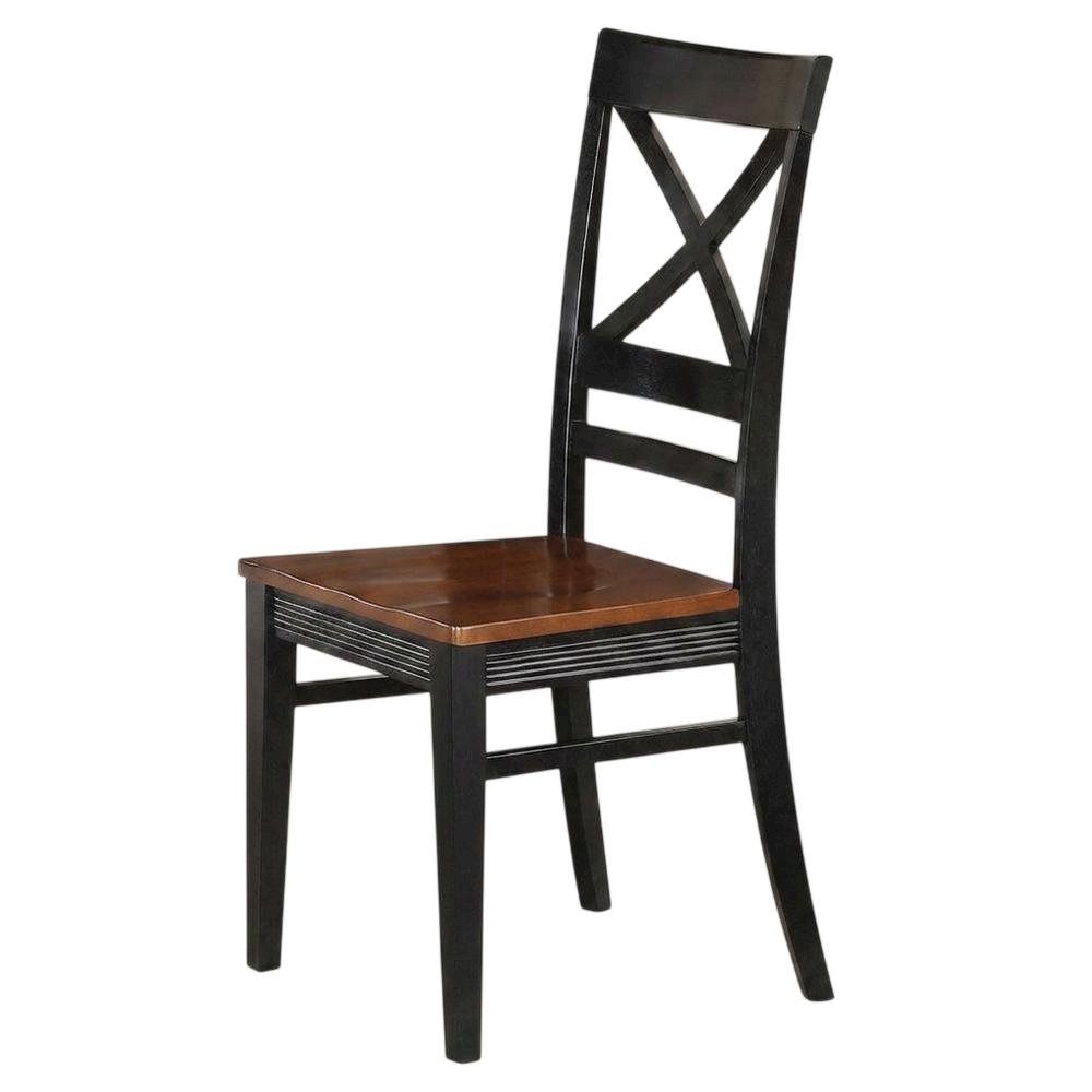 Solid Wood X-Back Dining Chair, Black & Cherry, Set of 2. Picture 4
