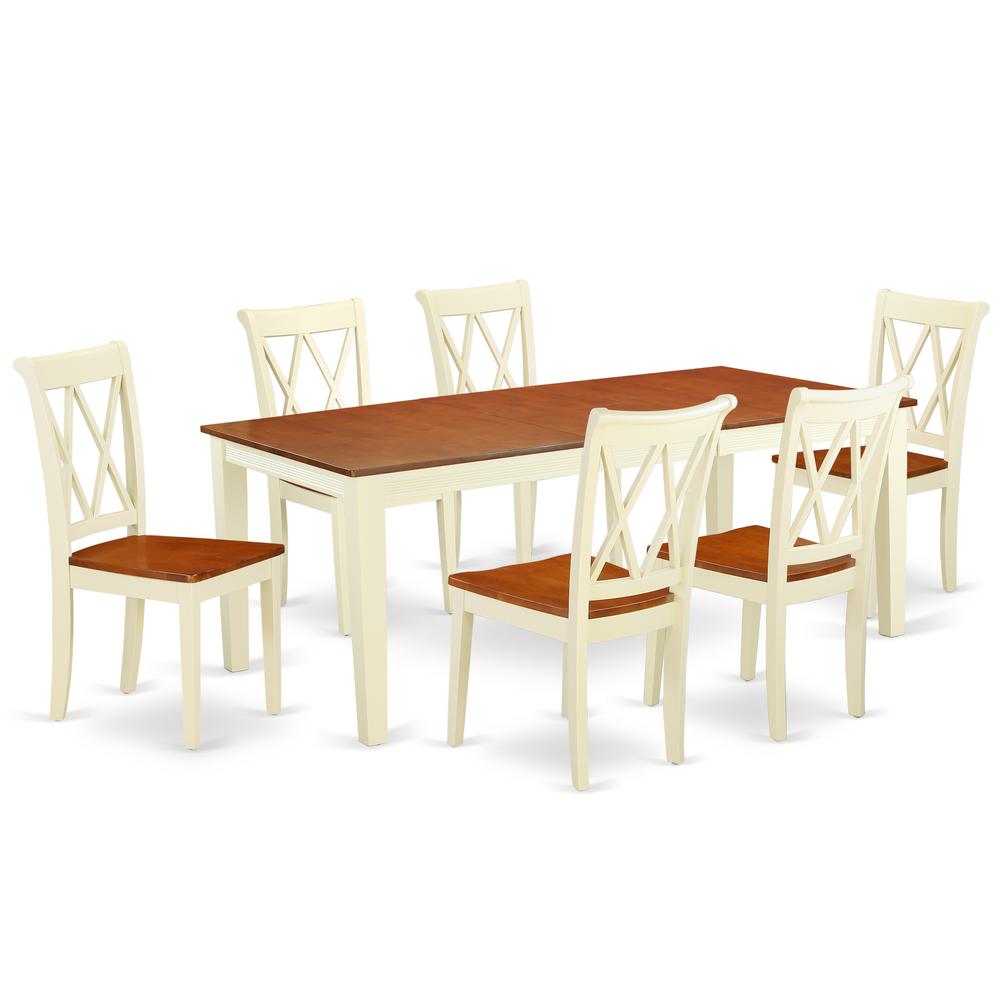 Dining Room Set Buttermilk & Cherry, QUCL7-BMK-W. Picture 1
