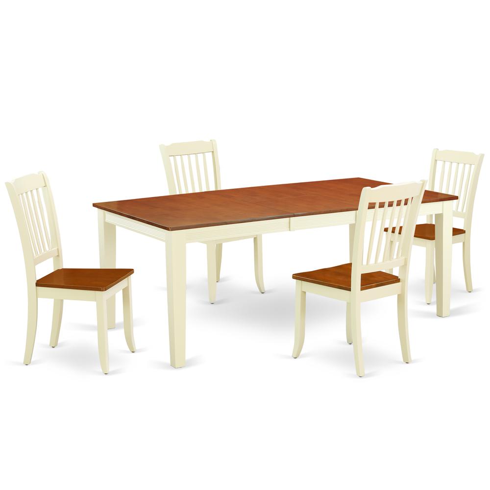 Dining Room Set Buttermilk & Cherry, QUDA5-BMK-W. Picture 1