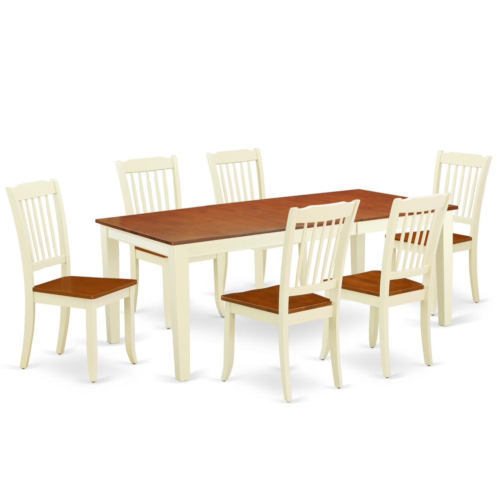 Dining Room Set Buttermilk & Cherry, QUDA7-BMK-W. Picture 1