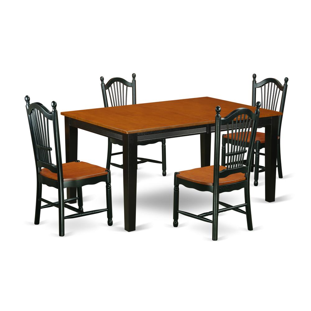 Dining Room Set Black & Cherry, QUDO5-BCH-W. Picture 1