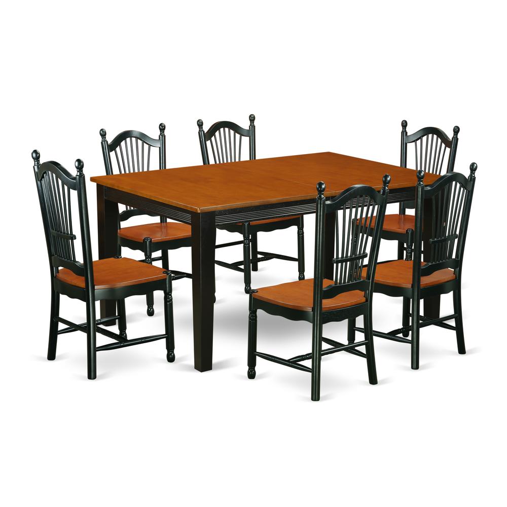 Dining Room Set Black & Cherry, QUDO7-BCH-W. Picture 1