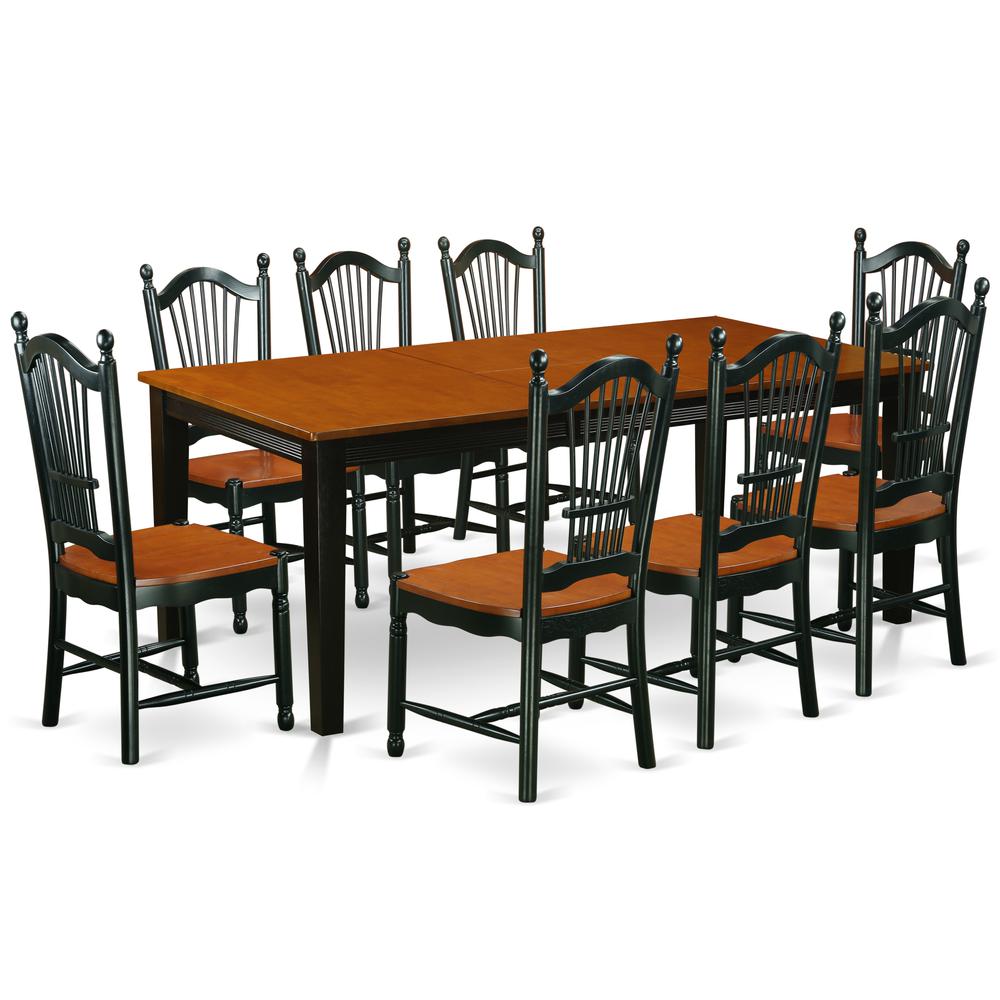 Dining Room Set Black & Cherry, QUDO9-BCH-W. Picture 1