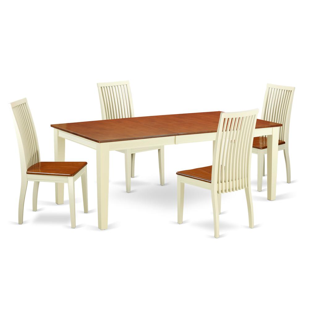 Dining Room Set Buttermilk & Cherry, QUIP5-BMK-W. Picture 1