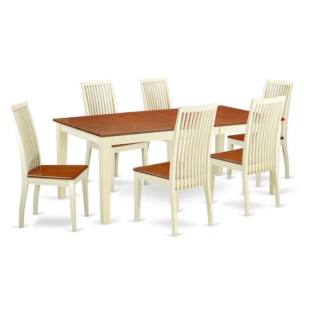 Dining Room Set Buttermilk & Cherry, QUIP7-BMK-W. Picture 1