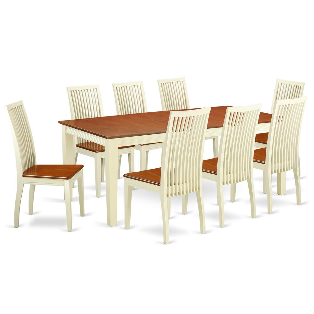 Dining Room Set Buttermilk & Cherry, QUIP9-BMK-W. Picture 1