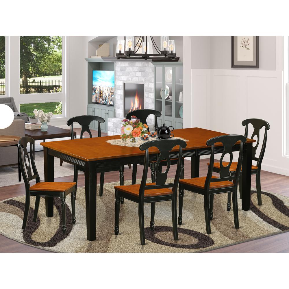 7  PC  Dining  room  set-Dining  Table  with  6  Wooden  Dining  Chairs. Picture 4