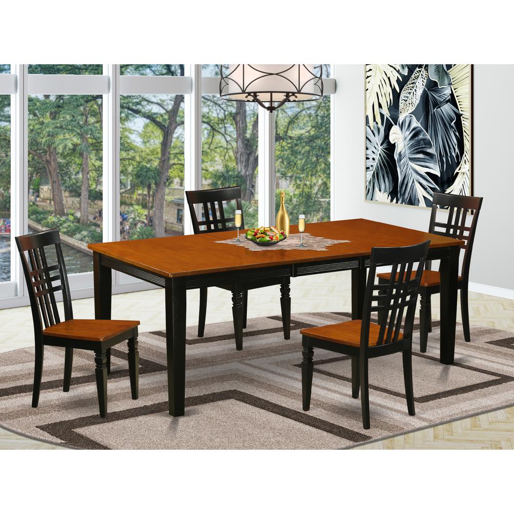 5  PC  Kitchen  Table  set  with  a  Dining  Table  and  4  Dining  Chairs  in  Black  and  Cherry. Picture 4