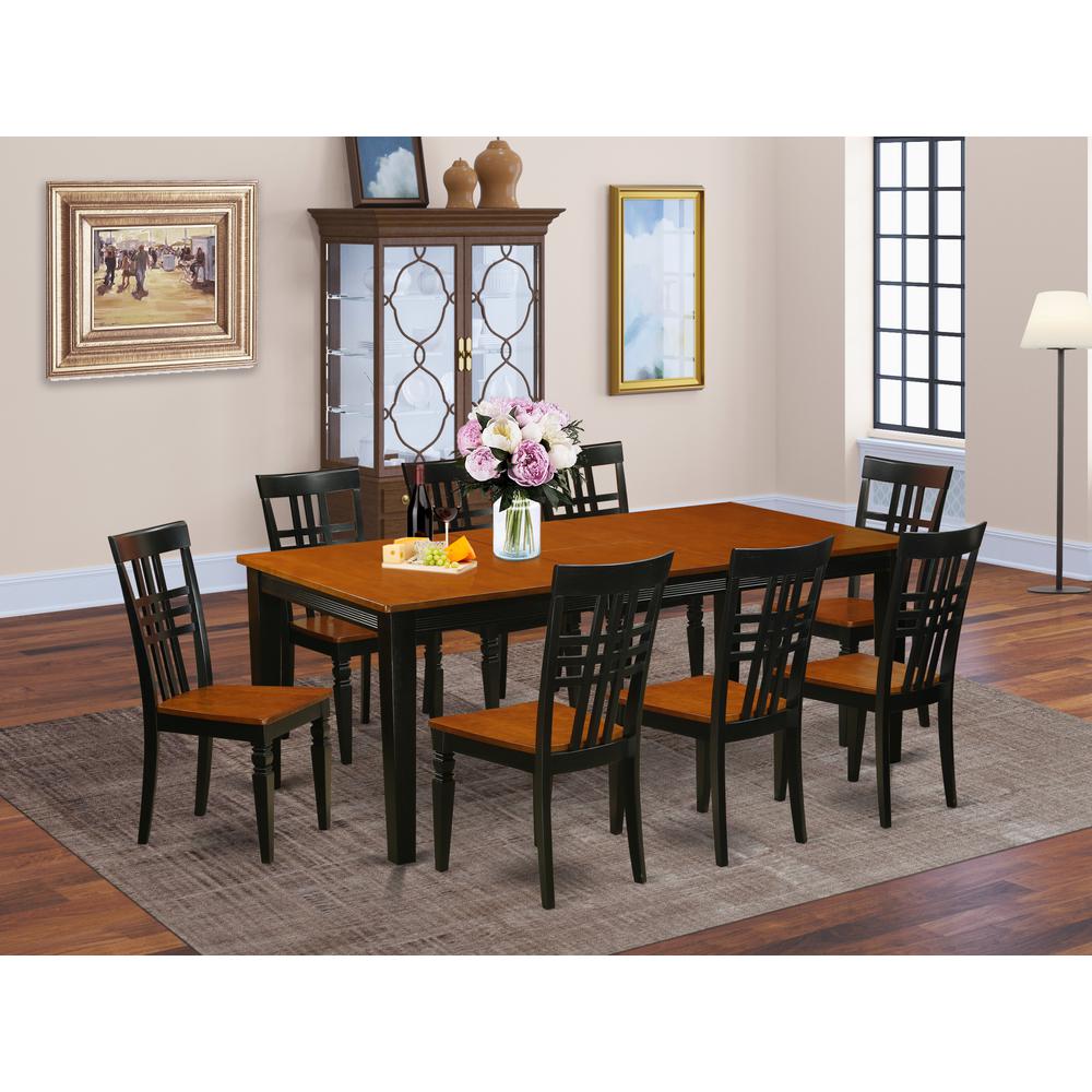 9  PC  Table  set  with  a  Dining  Table  and  8  Dining  Chairs  in  Black  and  Cherry. Picture 4