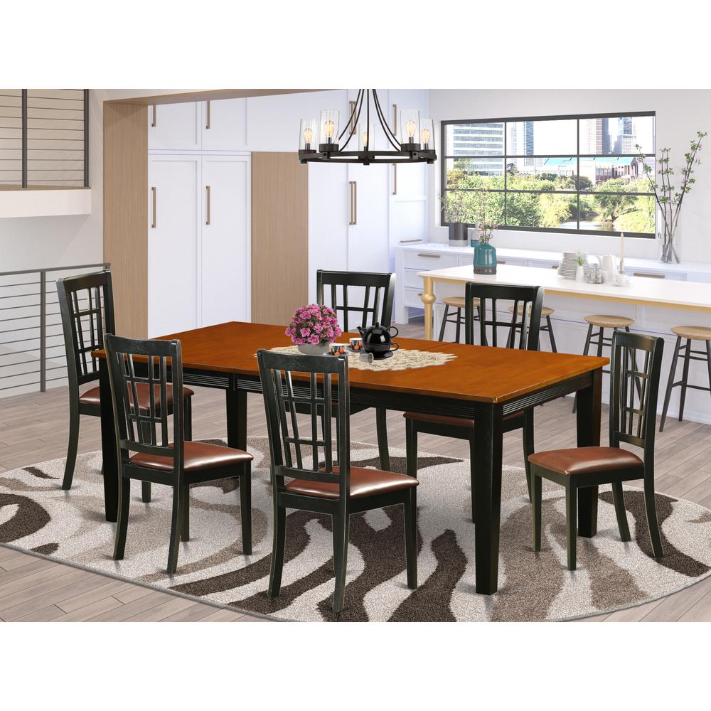 7  PC  Dining  set-Dining  Table  with  6  Wood  Dining  Chairs. Picture 4