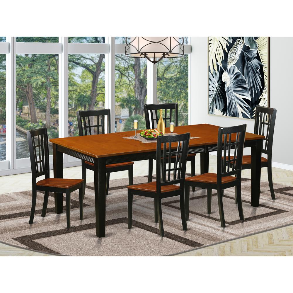 7  PC  Dining  set-Dining  Table  with  6  Wooden  Dining  Chairs. Picture 4