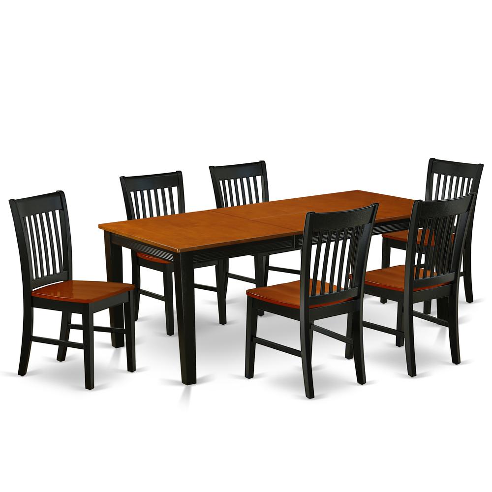 Dining Room Set Black & Cherry, QUNO7-BCH-W. Picture 1