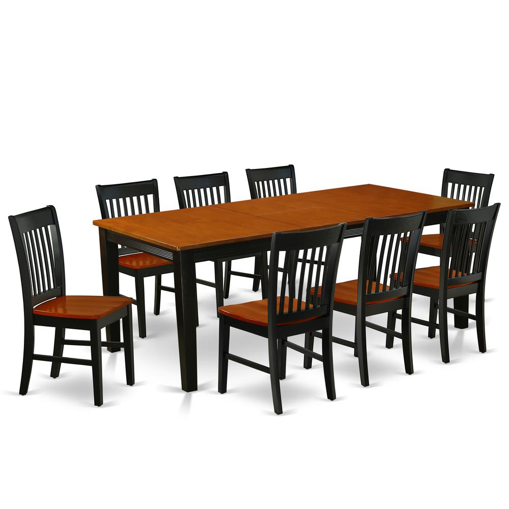 Dining Room Set Black & Cherry, QUNO9-BCH-W. Picture 1