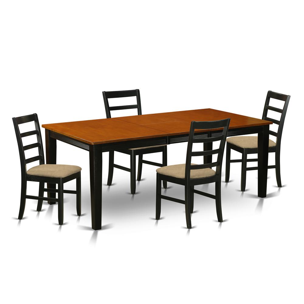 QUPF5-BCH-C 5 Pc Dining set-Dining Table with 4 Wood Dining Chairs. Picture 1