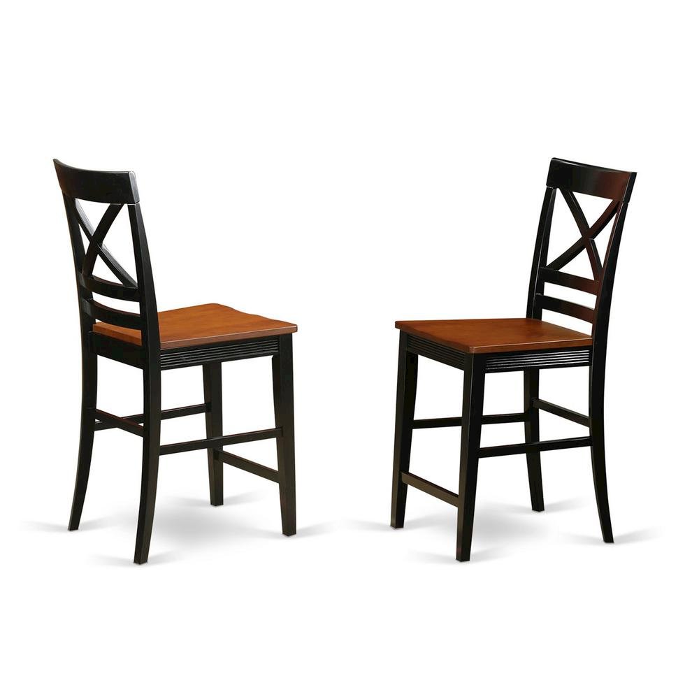 Quincy  Counter  Height  Stools  With  X-Back  in  Black  &  Cherry  Finish,  Set  of  2. Picture 1