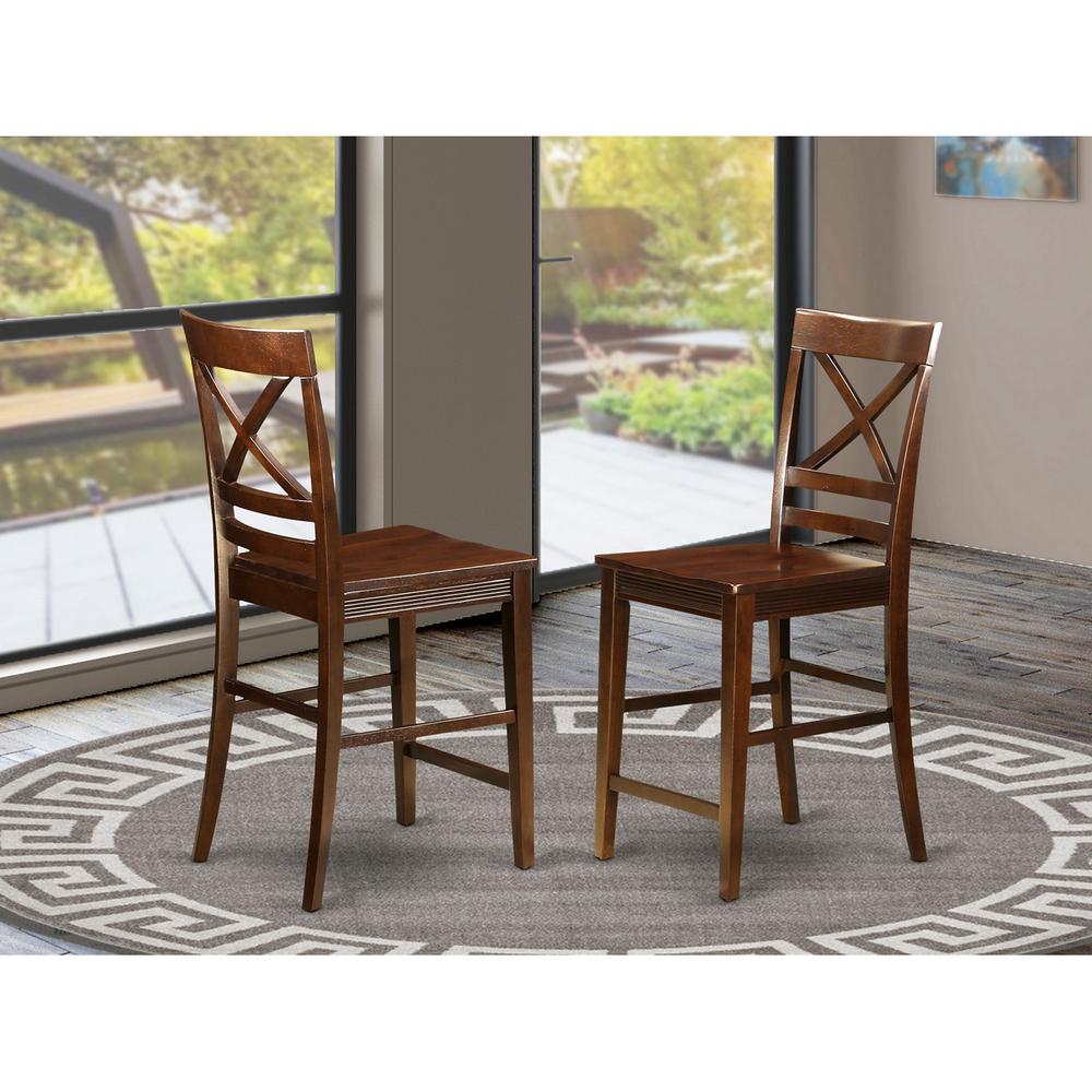 Quincy  Counter  Height  Stools  With  X-Back  in  Mahogany  Finish,  Set  of  2. Picture 2