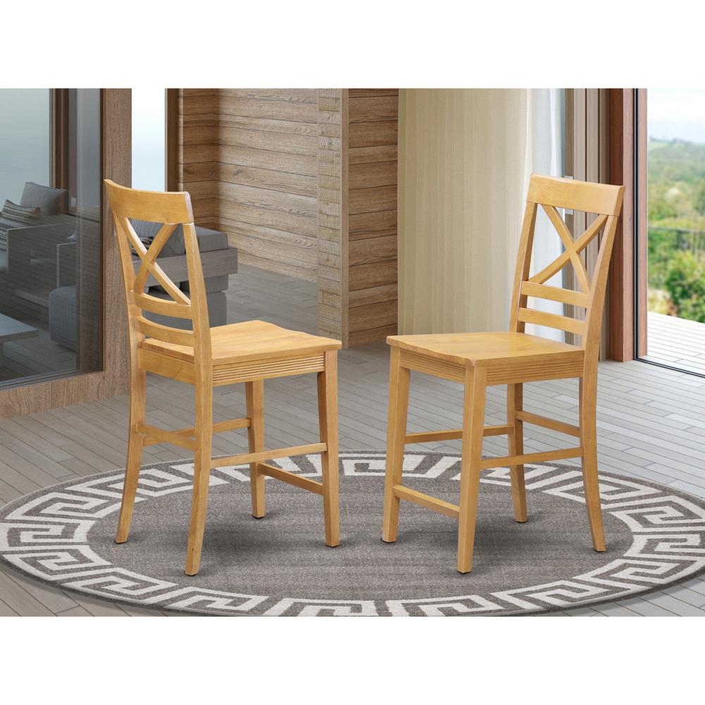 Quincy  Counter  Height  Stools  With  X-Back  in  Oak  Finish,  Set  of  2. Picture 2