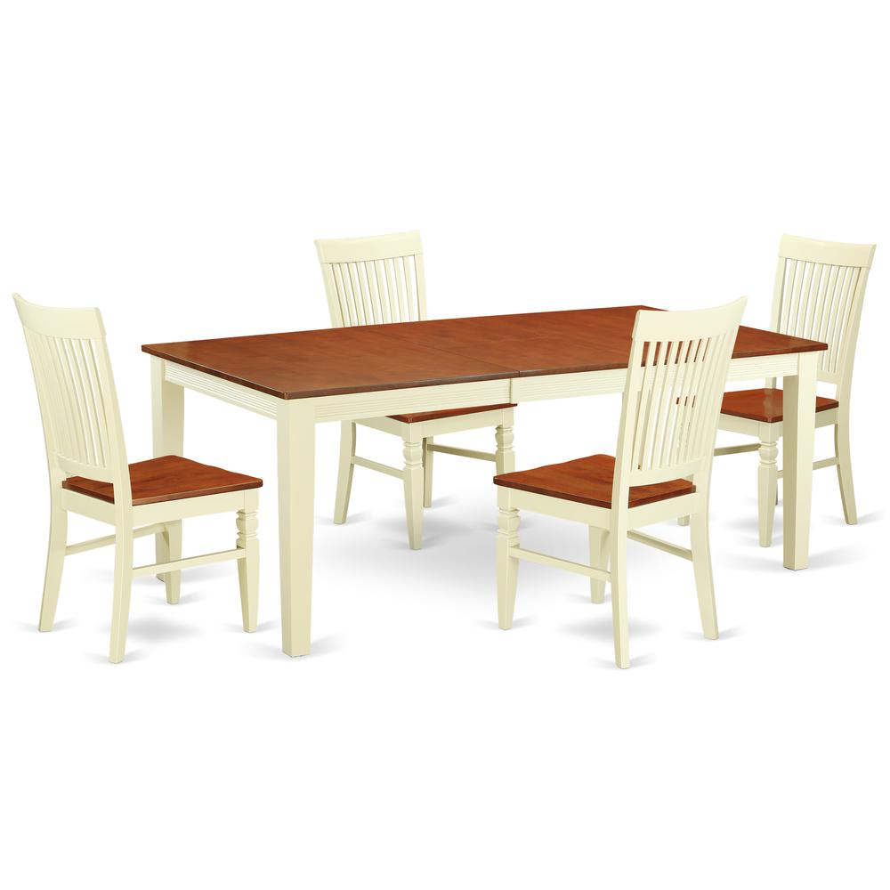 Dining Room Set Buttermilk & Cherry, QUWE5-BMK-W. Picture 1