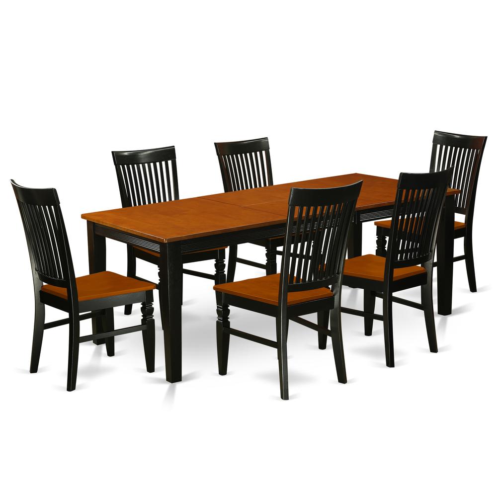 Dining Room Set Black & Cherry, QUWE7-BCH-W. Picture 1