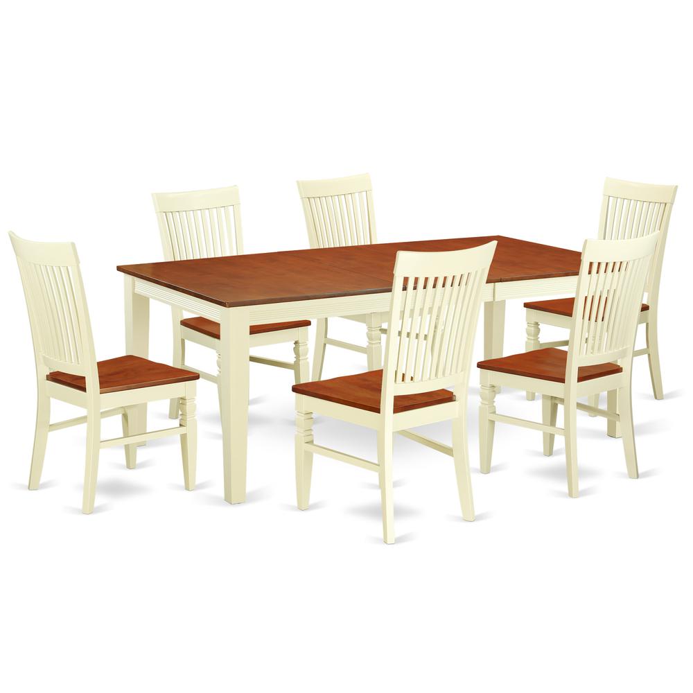 Dining Room Set Buttermilk & Cherry, QUWE7-BMK-W. Picture 1