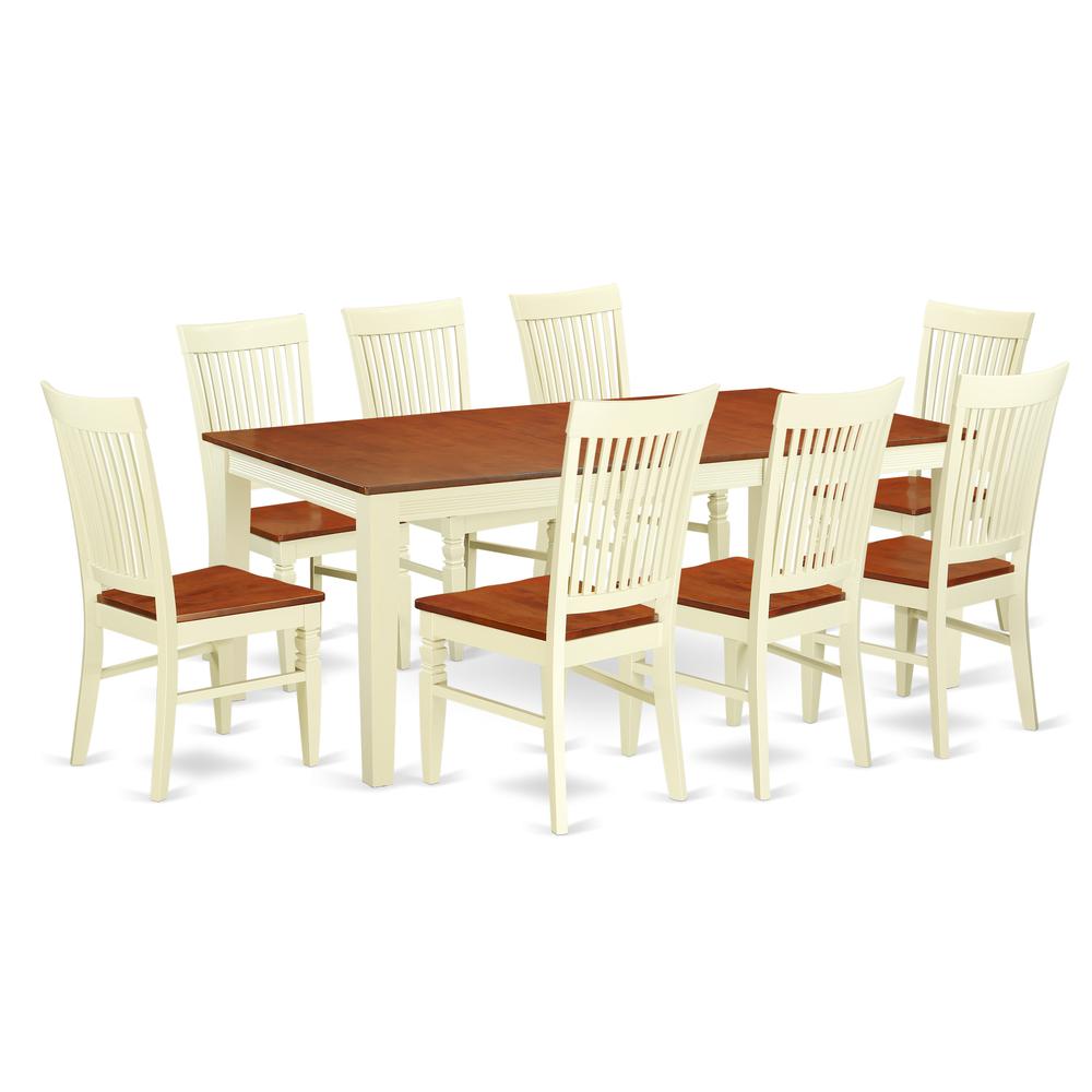Dining Room Set Buttermilk & Cherry, QUWE9-BMK-W. Picture 1