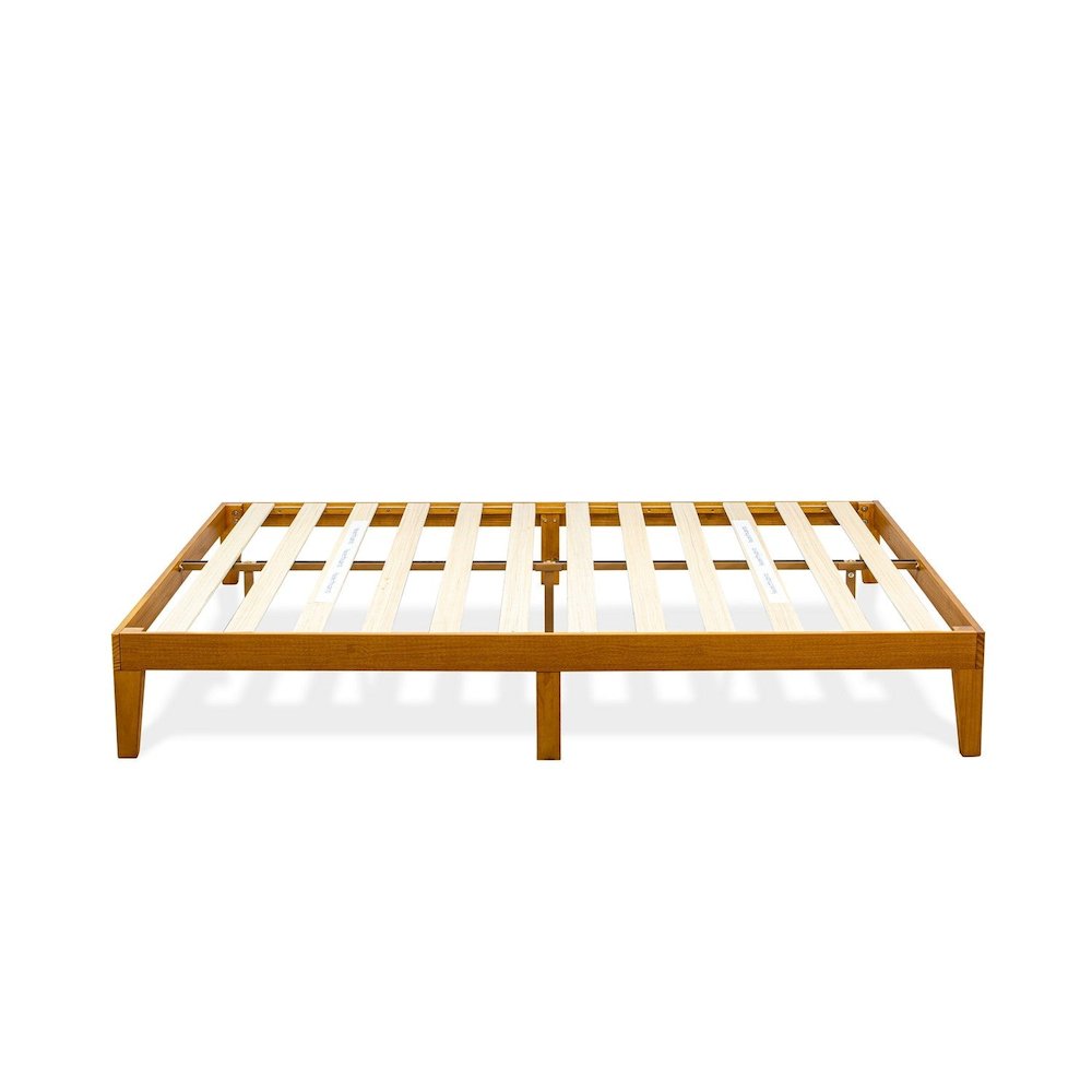 Full Size Platform Bed Frame with 4 Legs and 2 Extra Center Legs - Oak Finish. Picture 3