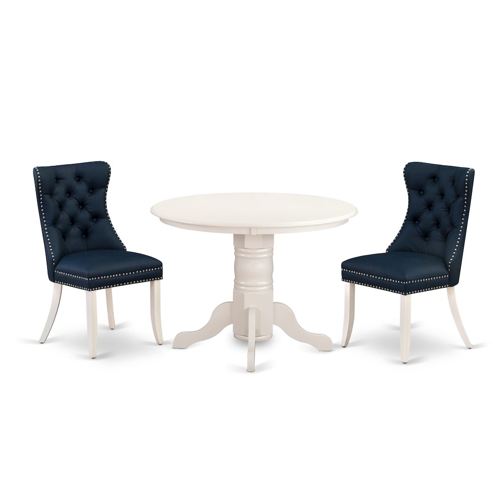 3 Piece Modern Dining Table Set Consists of a Round Kitchen Table with Pedestal. Picture 1