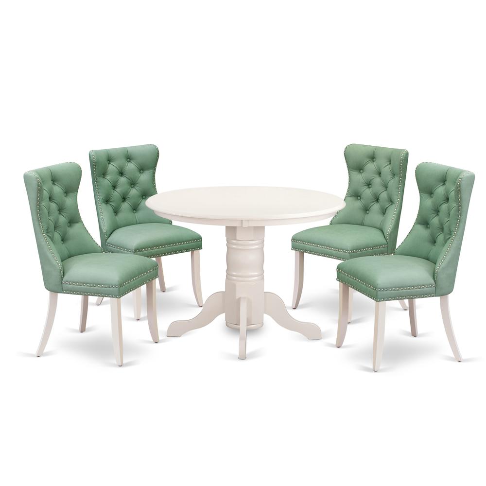 5 Piece Kitchen Set Contains a Round Dining Table with Pedestal. Picture 6