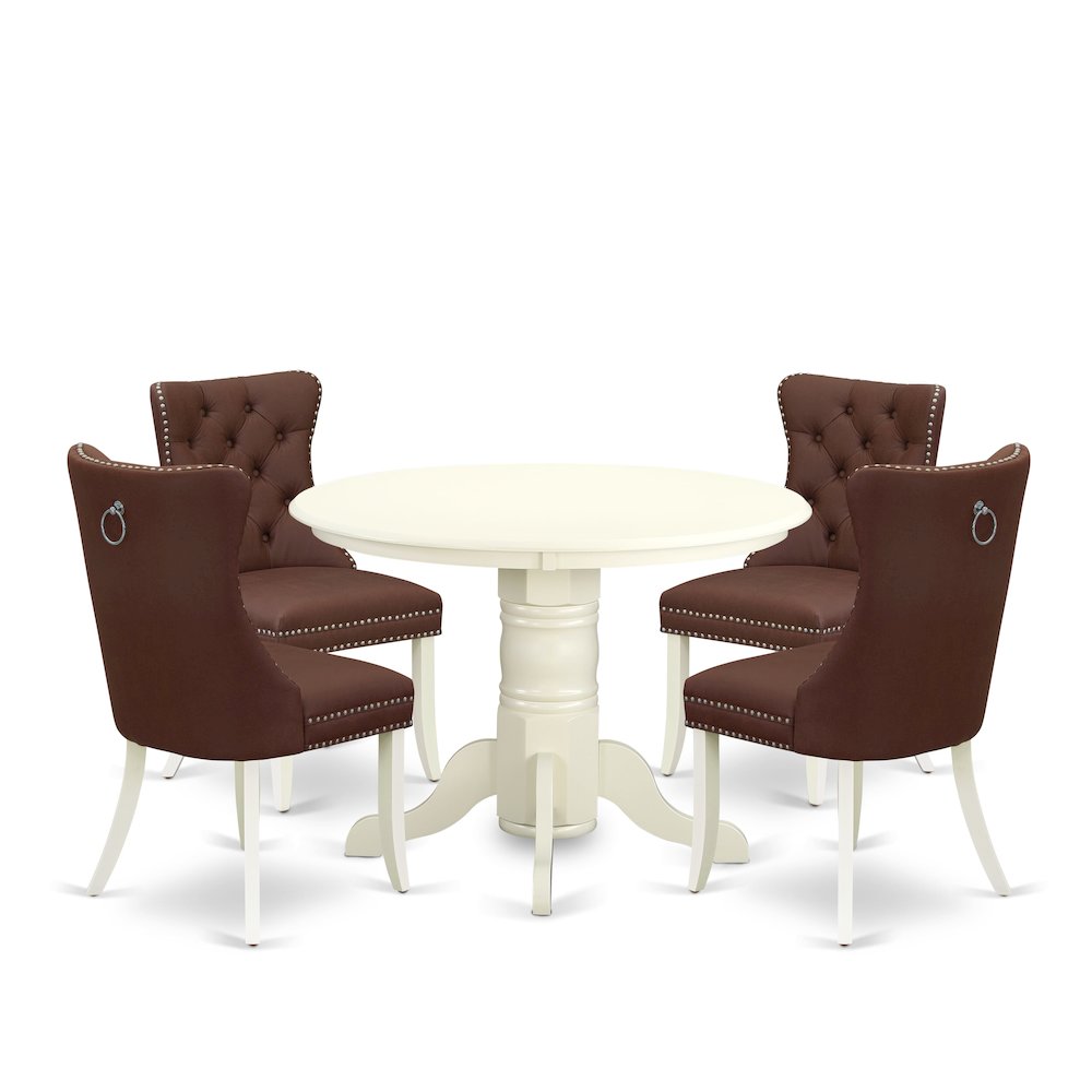 5 Piece Kitchen Table Set for Small Spaces Contains a Round Dining Table. Picture 1